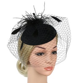 KalluliCC Fascinators Hat for Women Tea Party,Barepink Women's Headband Kentucky Derby Cocktail, Wedding, Fancy Dress Party with Mesh Ribbons Feathers Headbands for Girls