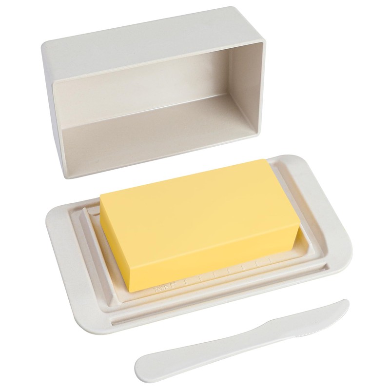 ECOWAY Bamboo Butter Dish with Lid and Knife, Large Butter