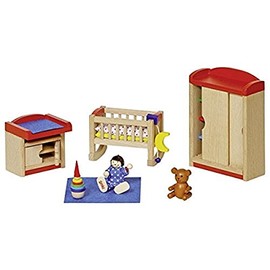 Goki 51905 Children's Room 12-Piece Dollhouse Furniture