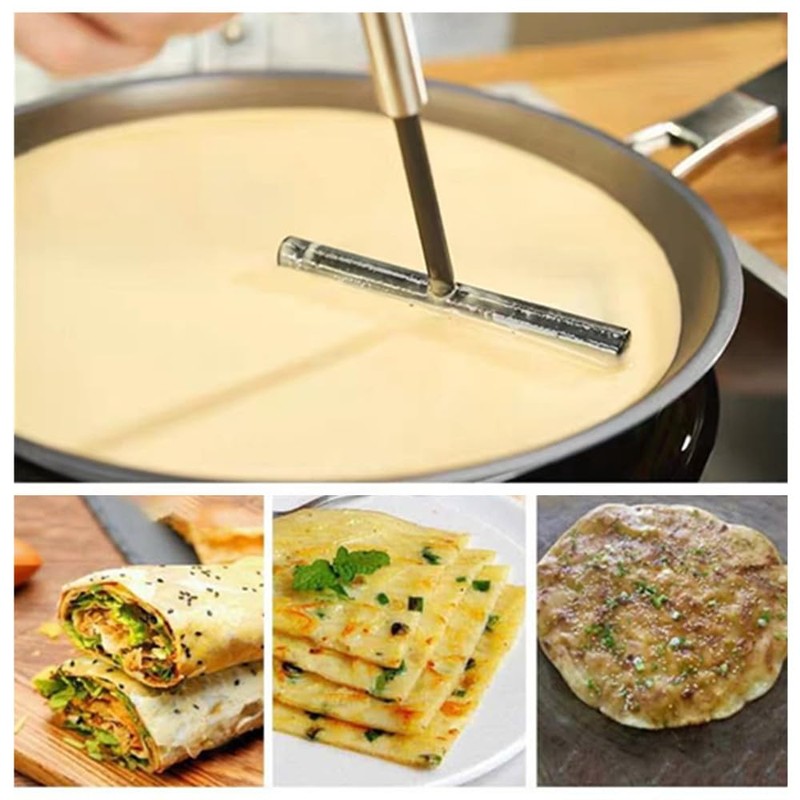 Stainless Steel Crepe Spreader,Stainless Steel Round-Handle Crepes Spreader, T-Shaped Batter