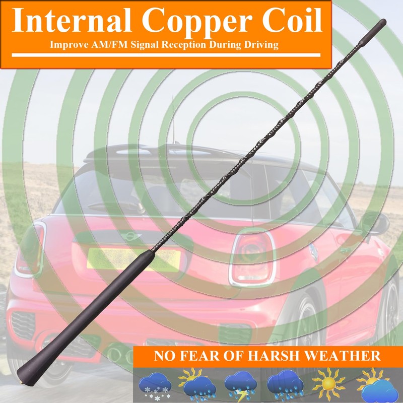 16 Inch Flexible Rubber Antenna Replacement Mast for Mini Cooper