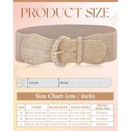 SATINIOR 3 Pieces Women Wide Belt for Dress Women Dress Belt Stretchy Cinch Leather Elastic Belt for Ladies Dress Decoration (Black, Khaki, Beige with Gold Buckle,L)