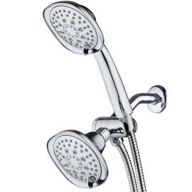 AquaDance, Chrome Luxury Square 48-setting High-Pressure Dual Head/Handheld Shower Spa Combo. Extra-Long 72" Stainless Steel Hose, 3-way Flow Diverter, Finish. Best Quality from Top American