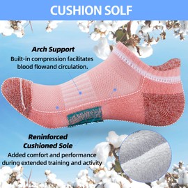 ATBITER Womens Ankle Socks 6 Pairs Cushioned Running Athletic No Show Socks With Tab