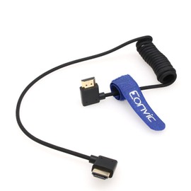 EONVIC 2.1 8K Right Angle HDMI Male to Male Long Blue Braided Coiled 8K/60Hz 48Gbps 7680x4320 Resolution For Atomos Ninja Portkeys BM5 Sony FS5 FS7 A7S3 Canon C300