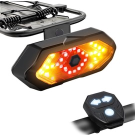 Bike taillight USB Bike Turn Signal with Remote Control Bicycle Tail Light Waterproof Safety Warning Horn Real Light with 2 Types of Brackets (Set B)