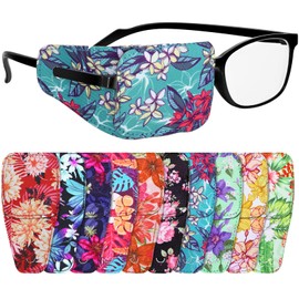 Sosation 10 Pcs Eye Patches for Adult Left Right Eye, Eyepatch for Glasses, Mixed Styles (Flower Style)