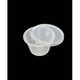50 x 4oz | Round Food Containers | Lids Sauce Pots | Plastic Pots with Seperate Lids | Sauce Cups Take Away | Deli Pots | ICE Cream Tubs | BPA Free (50, 4oz)