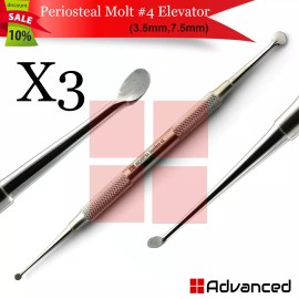 Medentra X3 Dental Molt #4 Elevator Bone Curette Spoon Shape Blade Periosteal Elevators