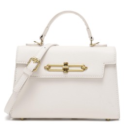 RAVESSIA Women's Mini Top Handle Crossbody Satchel Handbag (White)