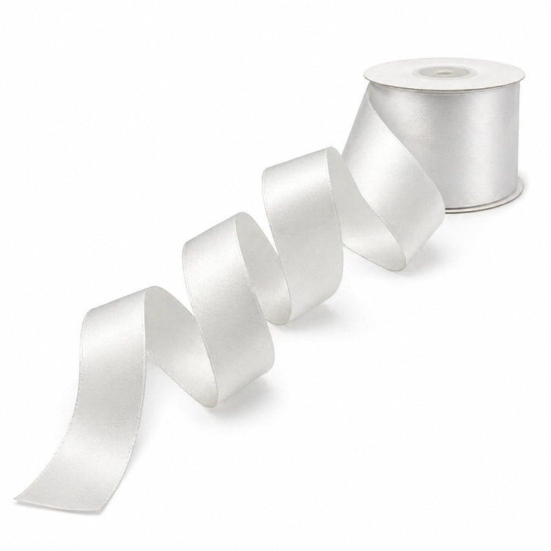 Decoraparty Nastro Bianco 50 mm in Doppio Raso da 25