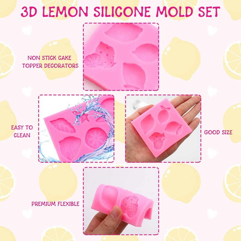4 Pcs Lemon Lime Pineapple Chocolate Molds Silicone, Fruit Fondant