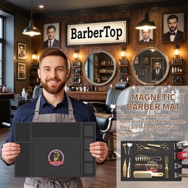Barber Mats for Clippers, 4*Magnetic Barber Mat 17.7 x 11.8 inch - Flexible, Anti-Slip Organizer Tool Mat for Barbershop Salon Hairstylist, Storage for Clippers, Guide Combs, Scissors...