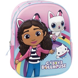 Gabby's Dollhouse Children's Backpack with Zip, 25 x 31 x 10 cm, Children's Backpack with 3D Details, Padded Handles, Designed in Spain, EstándarCasual