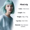 Mint Green Bob Wig with Bangs 13inShort Straight Green Wig