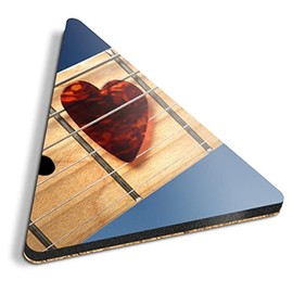 1 x Triangle Coaster - Guitar Heart Shaped Plec Pick Cork Backed MDF Glossy Tea Coffee Accessory #45264