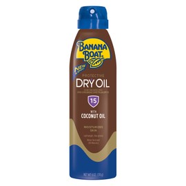 Banana Boat Ultra Mist Dry Tanning Oil, Reef Friendly, Clear Sunscreen Spray, SPF 15, 6oz. - Pack of 3