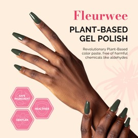 MelodySusie Fleurwee Plant Based Gel Nail Polish, Hema Free Dark Olive Green Nail Polish, Soak Off UV LED Gel Polish Gifts for Women 21 Non Toxic Long Lasting Nail Art Manicure Salon DIY at Home P08