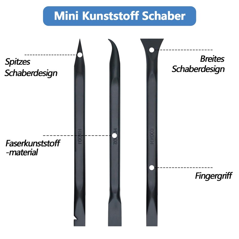 Pack of 9 Plastic Scrapers, Mini Plastic Scraper, 3 Shapes