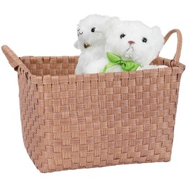 Bestcool Storage Basket, 38cm Foldable Storage Box Rattan Storage Basket with Handle Woven Polyrattan Closet Organizer Shelves & Desks Multipurpose Storage Hamper for Bedroom Bathroom Office