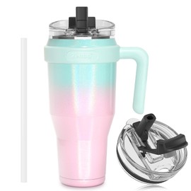 Zenbo 40oz Stainless Steel Tumbler with Handle & Straw Lid | Keeps Drinks Cold 34 Hours, Fits Car Cup Holder, BPA Free