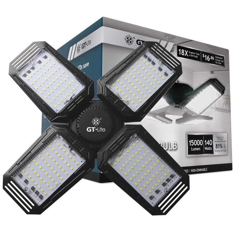 15,000 Lumen LED Adjustable 4 Panel Bulb, Uses Only 140W,
