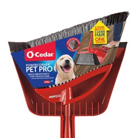 O-Cedar Pet Pro Broom with Step-On Dustpan | Remove 99% with One Sweep | DustPan Removes 3 Times More Pet Hair | Quiet Cleaning Tool for Cat and Dog Owners