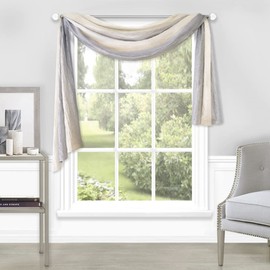 Ombre Light Filtering Window Curtain Scarf - 50 Inch Width, 144 Inch Length - Grey - Ultra-Soft Fabric with Vertical Variegated Design - Machine Washable by Achim Home Decor