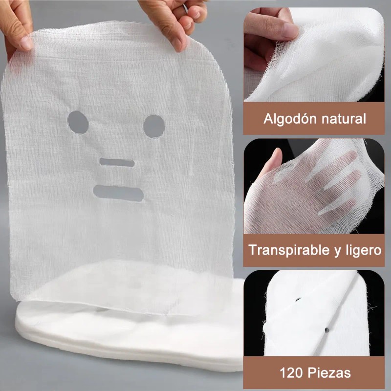 🔥 Anebake 120pzs mascarilla gasa de algodón para faciales cuidado