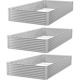 FRIZIONE 3pcs 6x3ft Galvanized Raised Garden Bed Outdoor,Above Ground Garden Bed for Vegetable,Metal Raised Beds for Flower,Steel Raised Beds for Gardening