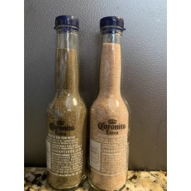 CORONA SALT AND PEPPER SHAKERS 7oz Coronita  With Pink Himalayan Salt & Pepper.