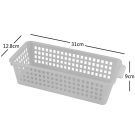 Dynko 6 pack Slim Plastic Storage Baskets, Grey and Clear Narrow Storage Baskets
