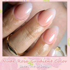 240 Piece Nails to Stick On Set - Nude White Gradient Artificial Fingernails for Sticking - Shiny Press On Nails Almond - Full Cover Nail Tips Set for Women Girls (Oval)