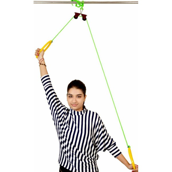 THERABAND Shoulder Pulley, Overhead Shoulder Pulley for Physical Therapy, Over the Door Pulley with Foam Handles and Color Coded Rope for Increasing Range of Motion, Overdoor System for Rehabilitation