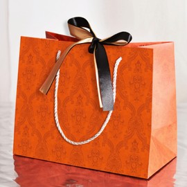 Gift Bag, Wrapping Bag, Paper Bag, Set of 3, Handbag, Stylish, Gift, Gift, Gift Bag (Orange, S)