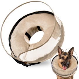 BARKLESS Dog Donut Collar, Inflatable Cone for Dogs to Stop Licking After Surgery, Soft Dog Cone of Alternative with Anti-Licking Guard Shield, Protective Pillow Cone for Large Medium Small Dogs