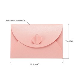 PATIKIL Mini Envelopes, 50 Pack Heart Clasp Tiny Items Storage Cute Present Card Holder for Wedding Greeting Party, Pink