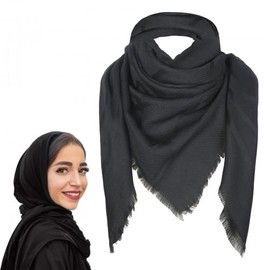 Cotton Scarf Headscarf, High-Quality Scarf, Unisex Bandana Neckerchief, Muslin Scarf, Scarves for Women, Desert Scarves, 110 x 110 cm, Black, black