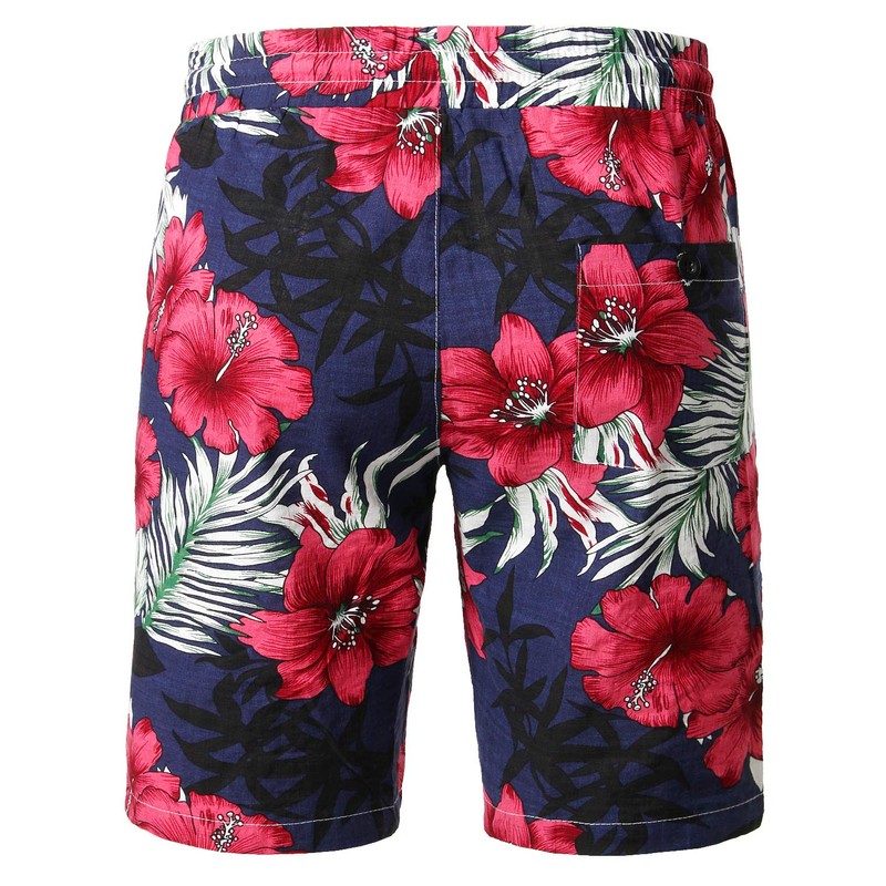 Jogal Men's Floral, Short-sleeves Cotton Hawaiian Shirt and Shorts Set