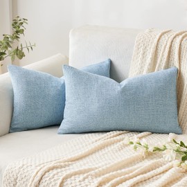 MIULEE - Juego de 2 fundas decorativas para sofá y coche, lino arpillera, cuadrada, sólida, estilo Modern Farmhouse
