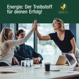 VITACTIV Energie Kick - 90 Guarana Kapseln mit Mate, Grüner Tee, L-Tyrosin, L-Taurin plus B Vitamine - Energy Kapseln, 100mg Koffein Booster - Vegan, Hochdosiert
