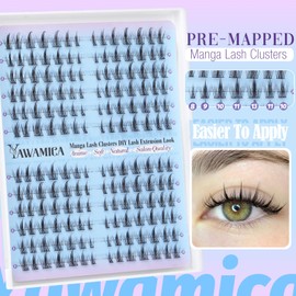Manga Lash Clusters Natural Eyelash Clusters 8-13mm Anime Cluster Eyelash Extensions Pre-mapped Individual Lashes Wispy Cluster Lashes C Curl Fairy Lashes Clusters DIY Spiky Lash Extension by Yawamica