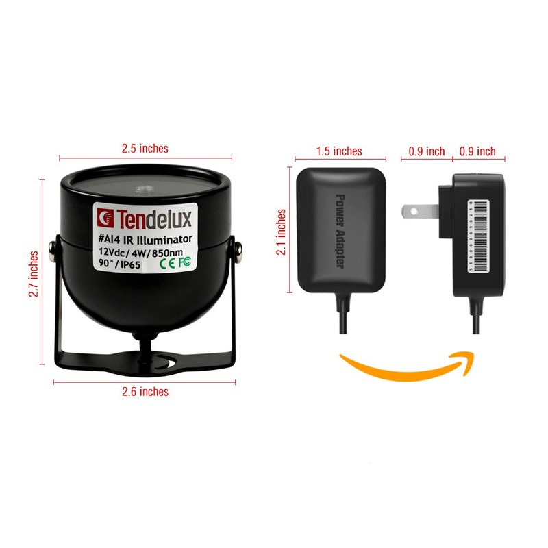Tendelux 80ft IR Illuminator | AI4 No Hot Spot Wide