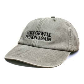 Vivian Flytrap Unisex Make Orwell Fiction Again Washed Embroidered Dad Baseball Cap, Washed Grey, Unit size