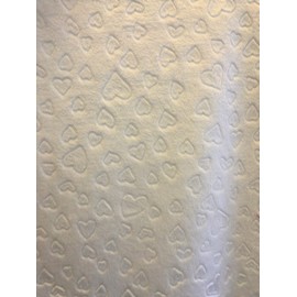 Double Sided Embossed Soft Cuddle Fleece Fabric Material - White Hearts, 1Mtr 150cmx100cm