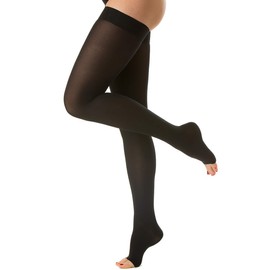 Relaxsan M2170A (Black, Sz.4) Soft microfibre open-toe medical compression hold up stockings - Class 2 (23-32 mmHg)