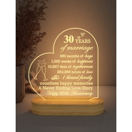 FULLOSUN Anniversary Wedding Gifts for Him/Her, I Love You Night Light 3D Illusion Lamp for Couple Wife Husband Romantic Valentines Wedding Day Present (30th)