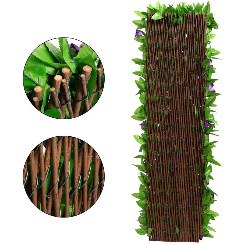 DOEWORKS Expandable Fence Privacy Screen for Balcony Patio Outdoor, Faux