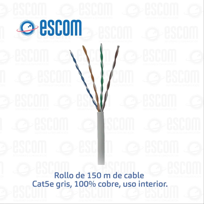 Cable De Red Utp 100% Cobre Cat5e Interior Gris Bobina