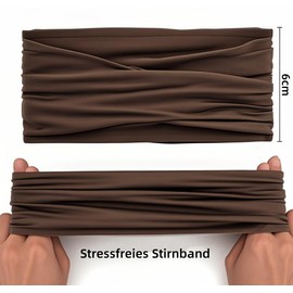 CUEMOON 3pcs 6cm breite einfache grundlegende Feste Farbe Sport-Yoga-Haarbänder, die Antitranspirant-Schweiß-absorbierende Stirnbänder für Männer und Frauen Laufen (Braun, l)